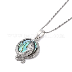 Rack Plating Natural Paua Shell Pendants Necklace&nbsp;NJEW-B104-01P