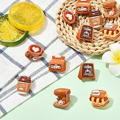 12Pcs 6 Styles Cartoon Coffee Theme Resin Lapel Pin Backs&nbsp;JEWB-CJ0003-04