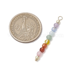 Natural Agate & Carnelian & Green Aventurinee & Aquamarine & Amethyst Faceted Round Beaded Chakra Pendants&nbsp;PALLOY-JF03450