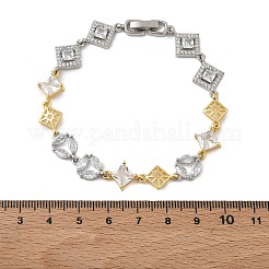 Brass Micro Pave Clear Cubic Zirconia Link Chain Bracelets for Women&nbsp;BJEW-C156-06C-GP