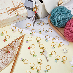 32Pcs 8 Colors Flower Imitated Pearl Acrylic Locking Stitch Markers&nbsp;KEYC-HS00005