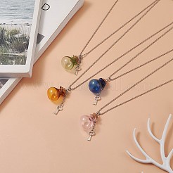 4Pcs 4 Color Lucky Bag Shape Glass Cork Bottles Pendant Necklaces Set&nbsp;NJEW-TA00067