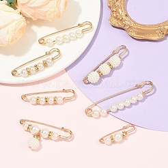 14Pcs 7 Styles Alloy & Iron Safety Pin Brooch&nbsp;AJEW-YW0002-02