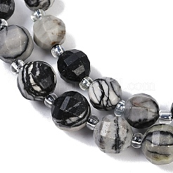Natural Black Netstone Beads Strands&nbsp;G-G182-B32-03