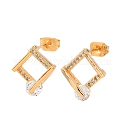 Brass Micro Pave Cubic Zirconia Stud Earrings&nbsp;KK-CBACC01-04G