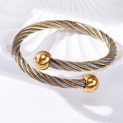 304 Stainless Steel Torque Bangles for Women&nbsp;BJEW-P310-12GP