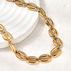 Ocean Beach 304 Stainless Steel Shell Shape Link Chain Necklaces for Women&nbsp;STAS-H258-01G