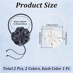 2Pcs 2 Colors Flower PU Leather Wrap Waist Belts for Women&nbsp;AJEW-CL0003-24
