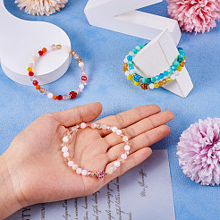 4Pcs 4 Style Glass Faceted Round Beaded Stretch Bracelets Set&nbsp;BJEW-TA0001-16