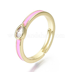Adjustable Brass Micro Pave Clear Cubic Zirconia Finger Rings&nbsp;RJEW-T016-04G-NF