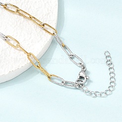 4MM Two Tone 304 Stainless Steel Textured Paperclip Chain Necklaces for Man and Women&nbsp;SA-CBAB767-10GP