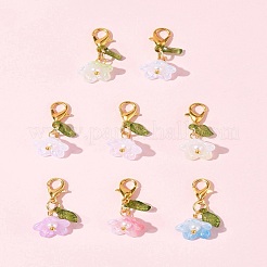 8Pcs 8 Colors Flower Acrylic Pendant Decorations&nbsp;HJEW-FS00034-04