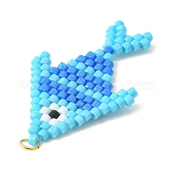 304 Stainless Steel & Cylinder Seed Beads Glass Pendants&nbsp;PALLOY-MZ01441-01