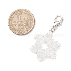Glass Snowflake Pendant Decorations&nbsp;HJEW-MZ00340