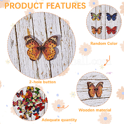 100Pcs 2-Hole Printed Wood Buttons&nbsp;BUTT-SP0001-09