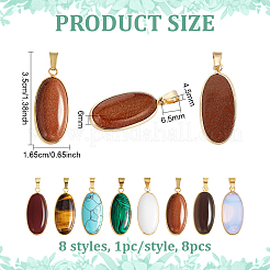 8Pcs 8 Styles Opalite & Synthetic Malachite & Turquoise & Goldstone&nbsp;G-PH0003-45