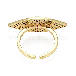 Cubic Zirconia Horse Eye Open Cuff Ring&nbsp;RJEW-N037-014C