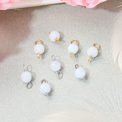 16Pcs 4 Styles March Birthstone Natural Aquamarine Round Bead Charms & Connector Charms&nbsp;PALLOY-SW00093