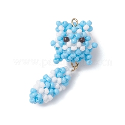 3Pcs Glass Seed Beaded Cat Pendants&nbsp;PALLOY-MZ01043