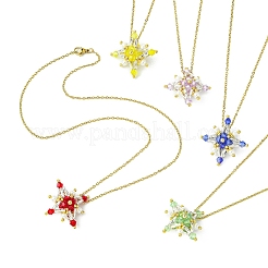 Glass Seed Beads Beaded Star Pendant Necklaces&nbsp;NJEW-MZ00088