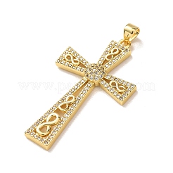 Brass Micro Pave Clear Cubic Zirconia Pendants&nbsp;KK-P352-02D-G