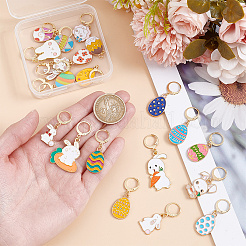 Easter Rabbit & Egg Alloy Enamel Locking Stitch Markers&nbsp;HJEW-GO00108
