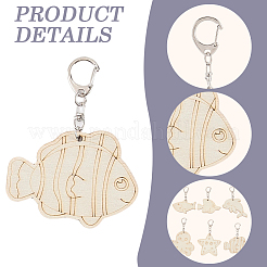 36Pcs Wooden Pendant Decorations&nbsp;AJEW-CN0007-02B