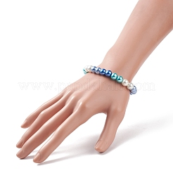 Glass Pearl Round Beaded Stretch Bracelet for Women&nbsp;BJEW-JB08532