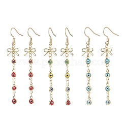 3 Pairs Handmade Evil Eye with Bowknot Lampwork Dangle Earrings&nbsp;EJEW-JE06572