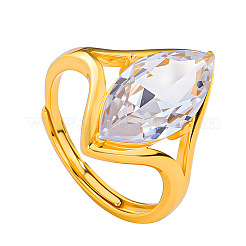 Adjustable Brass Pave Clear Cubic Zirconia Finger Rings&nbsp;WGA0EFE-01