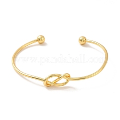 Rack Plating Brass Knot Open Cuff Bangle for Women&nbsp;BJEW-M228-01G