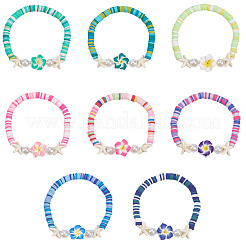 8Pcs Polymer Clay Beads Bracelets&nbsp;BJEW-SC00001