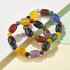 Natural Agate Bead Stretch Bracelets&nbsp;G-P570-01E