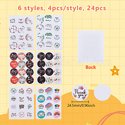 24Pcs 6 Styles Thank You Theme Round Paper Stickers&nbsp;DIY-GA0007-46