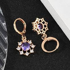 Brass Micro Pave Cubic Zirconia Leverback Earrings&nbsp;EJEW-K300-06G