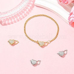 4Pcs 2 Colors Brass Micro Pave Clear Cubic Zirconia Box Clasps&nbsp;KK-CJ0005-90