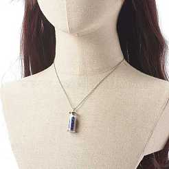 Alloy & Glass Wish Bottle with Natural Mixed Chip Gemstone Pendant Necklaces&nbsp;NJEW-JN03623