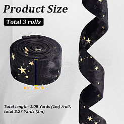 3M Double Sided Star Gold Stamping Flannelette Ribbons for Sewing Craft&nbsp;SRIB-GF0001-55C