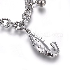 Tarnish Resistant 304 Stainless Steel Charm Bracelets&nbsp;BJEW-L637-31-P