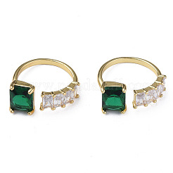 Cubic Zirconia Rectangle Open Cuff Ring&nbsp;RJEW-N035-123