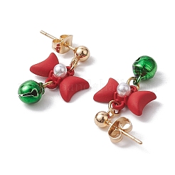 Bowknot Alloy with Acrylic & Brass Bell Stud Dangle Earrings&nbsp;EJEW-JE06092