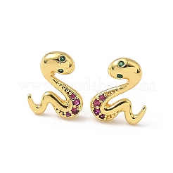 Snake Brass Micro Pave Cubic Zirconin Stud Earrings&nbsp;EJEW-D318-11G