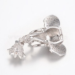 Brass Micro Pave Cubic Zirconia Elephant Pendant Bails & Bead Cap Bails&nbsp;ZIRC-I017-21P
