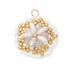Natural Gemstone & Glass Seed Beaded Flower Pendants&nbsp;PALLOY-MZ01211