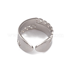 Non-Tarnish 304 Stainless Steel Curb Chains Shape Open Cuff Rings for Women&nbsp;RJEW-G285-35P
