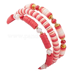3Pcs 3 Style Polymer Clay Heishi Surfer Stretch Bracelets Set&nbsp;BJEW-TA00317