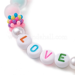 Candy Color Word Love Acrylic Beaded Stretch Bracelets for Kid&nbsp;BJEW-JB10158-02