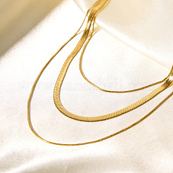 Fashion 304 Stainless Steel 3 Layered Snake Chain Necklaces for Women&nbsp;GS2900-1