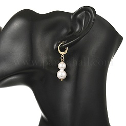 Shell Pearl Leverback Dangle Earrings&nbsp;EJEW-JE07290