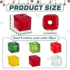 300Pcs 6 Colors Christmas Themed Transparents Glass Beads&nbsp;GLAA-PH0003-53